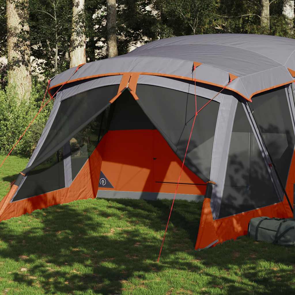 Camping tent with porch, orange, four-person