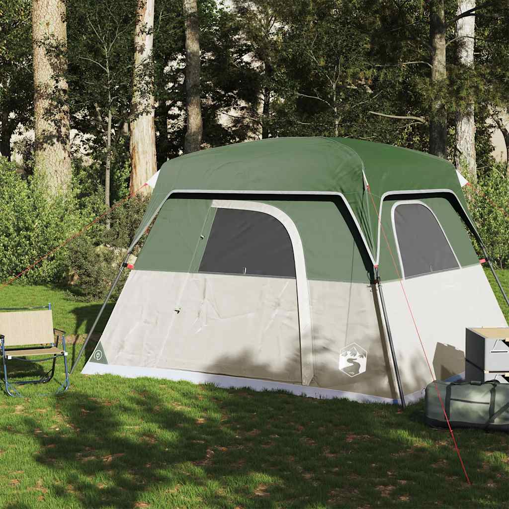 Camping tent, green, four-person, waterproof