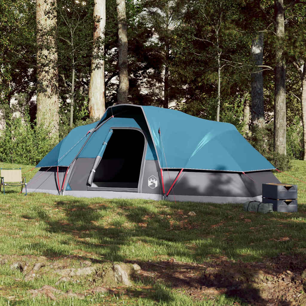 Family tent, blue, 9-person, dome-shaped