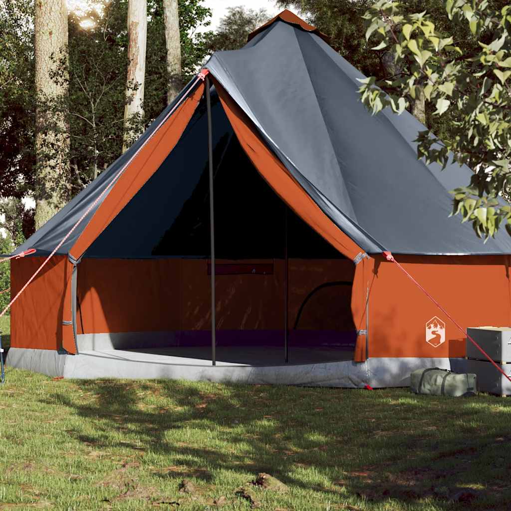 Šeimos palapinė, pilka ir oranžinė, 10 vietų, tipi