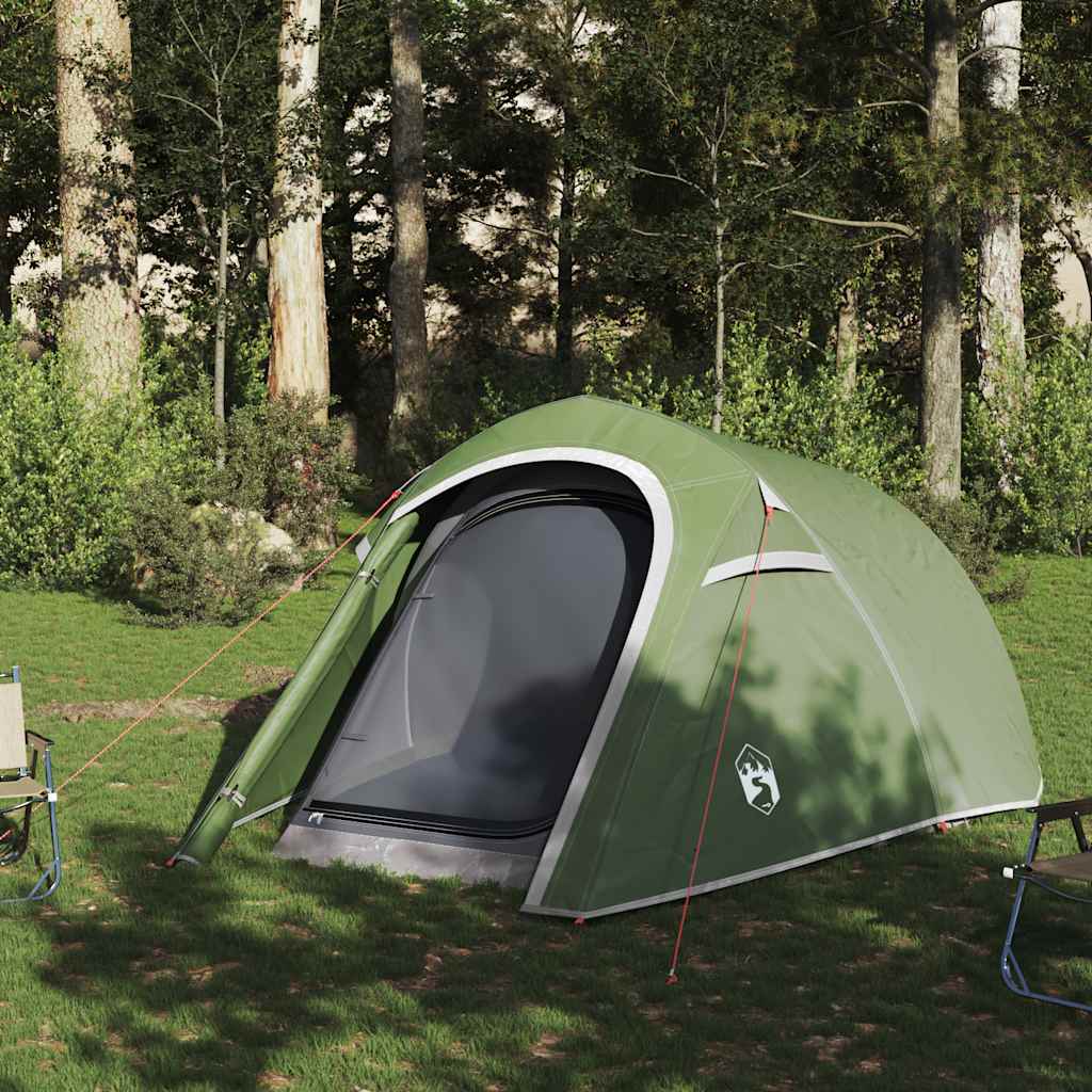 Camping tent, green, 3-person, tunnel