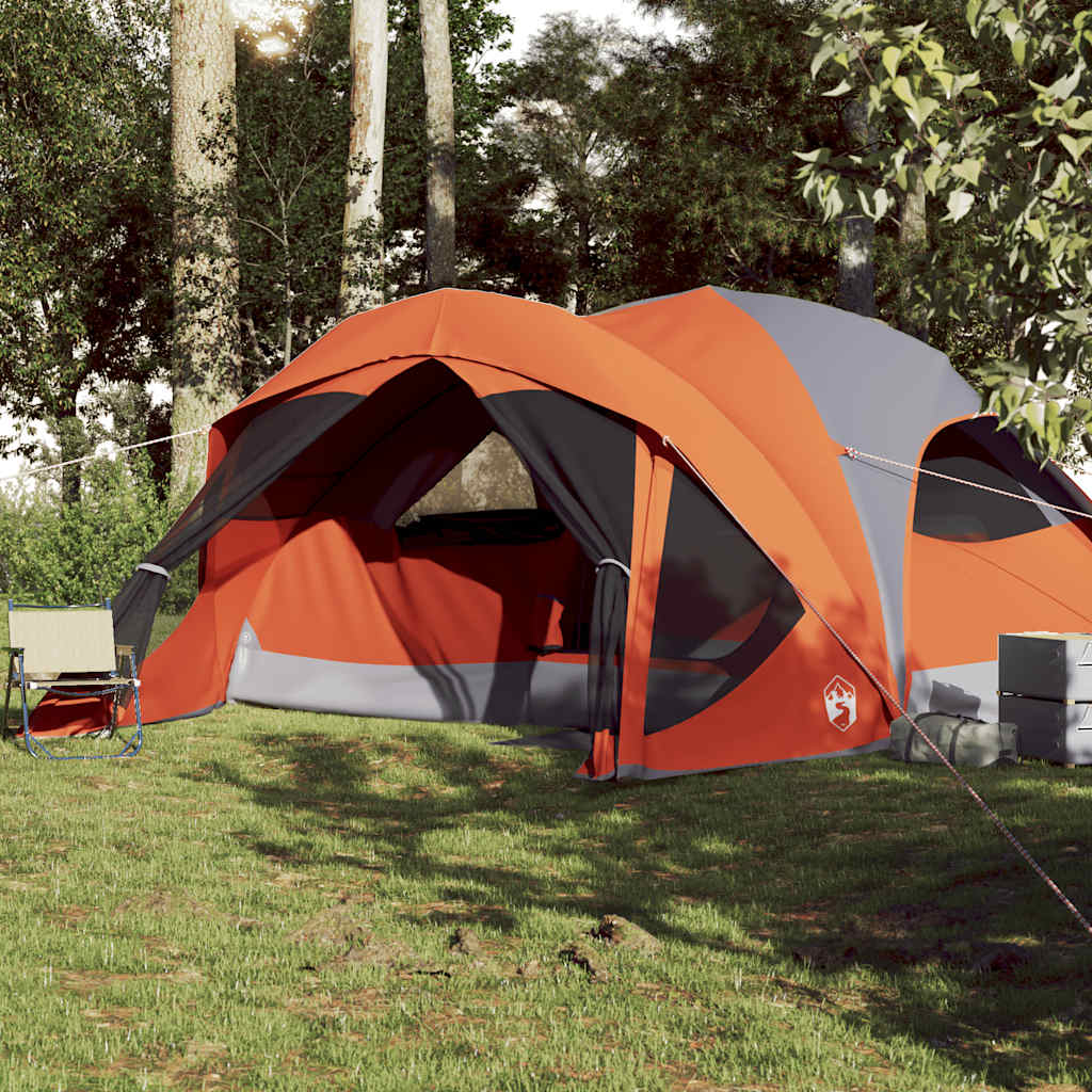 Family tent, gray/orange, six-person, waterproof