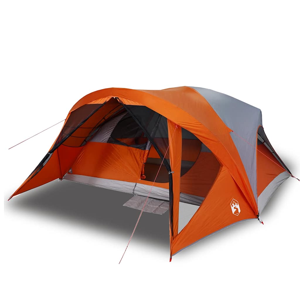 Family tent, gray/orange, six-person, waterproof