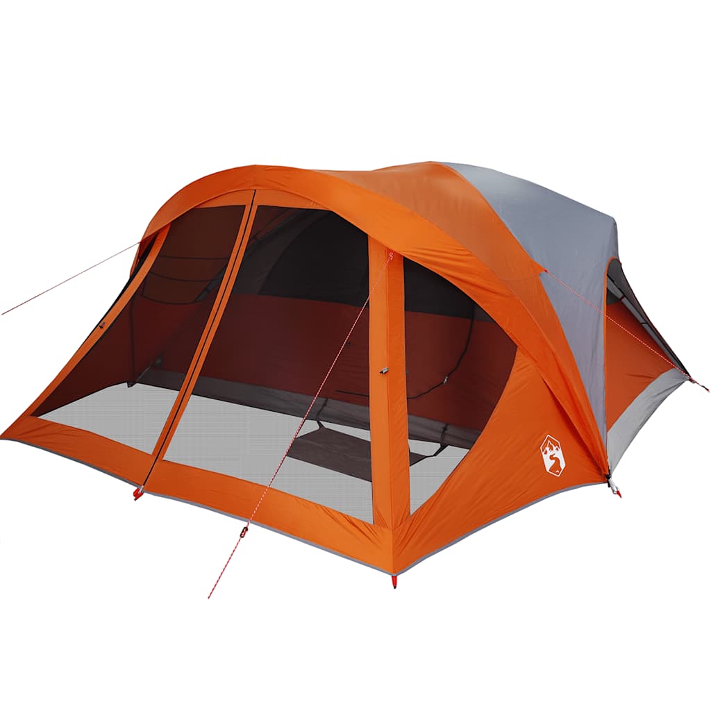 Family tent, gray/orange, six-person, waterproof