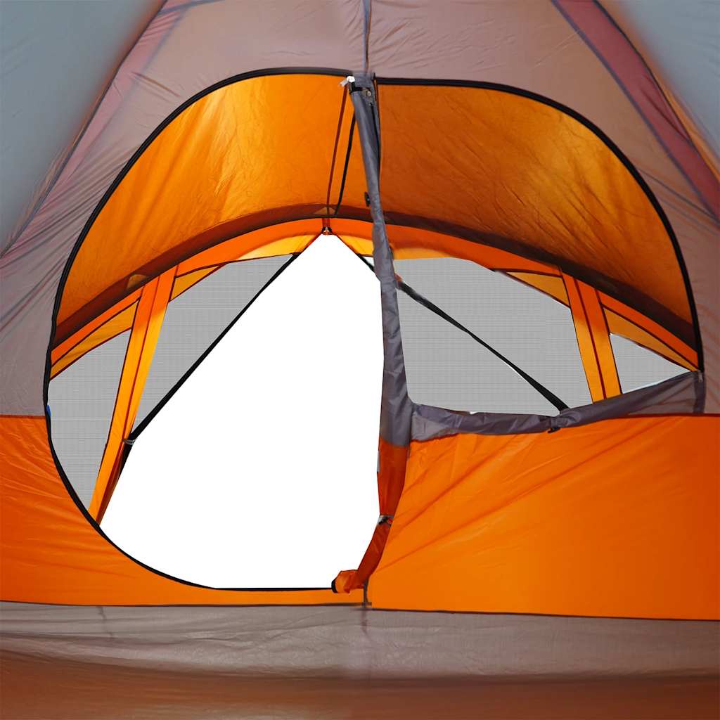 Family tent, gray/orange, six-person, waterproof