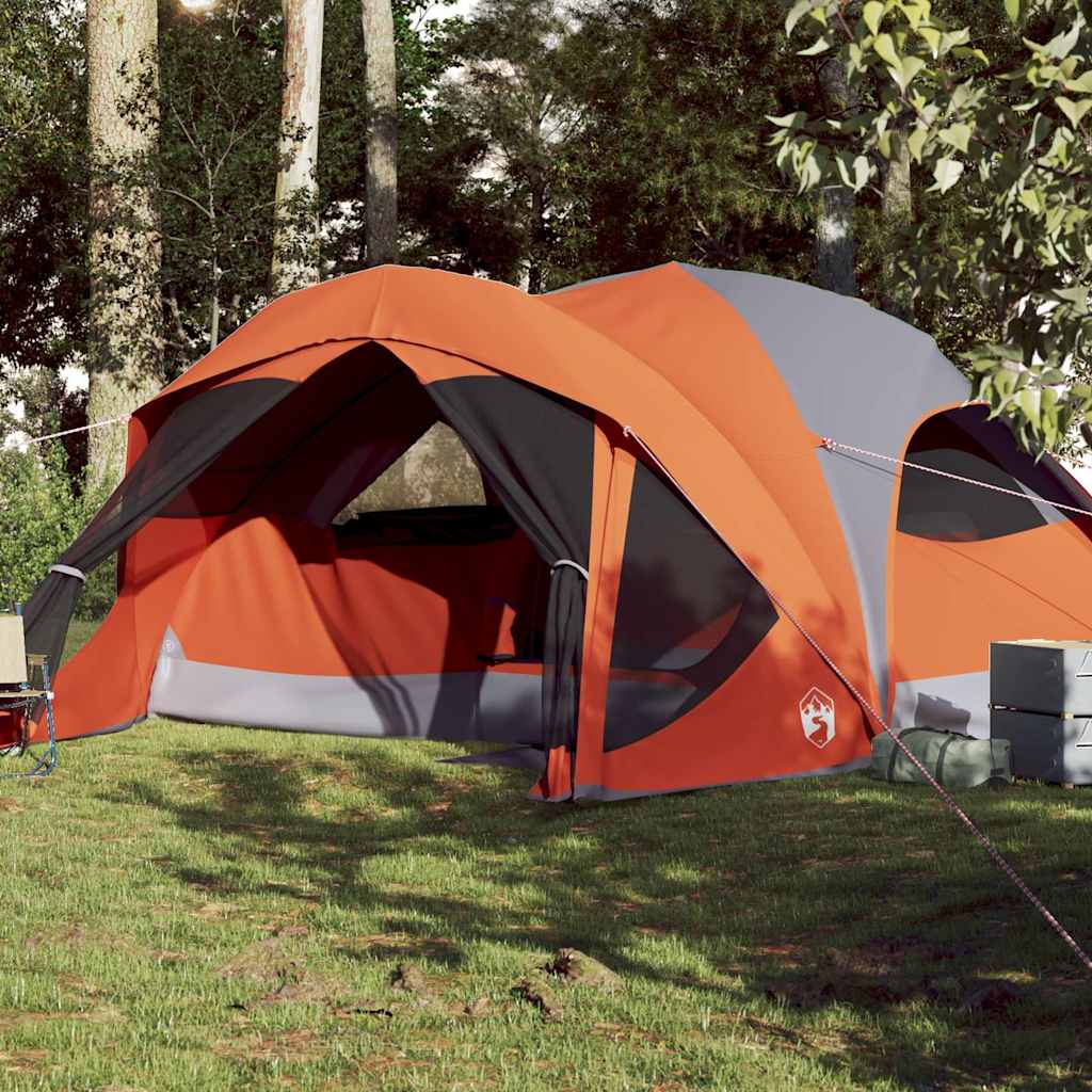 Family tent, gray/orange, six-person, waterproof