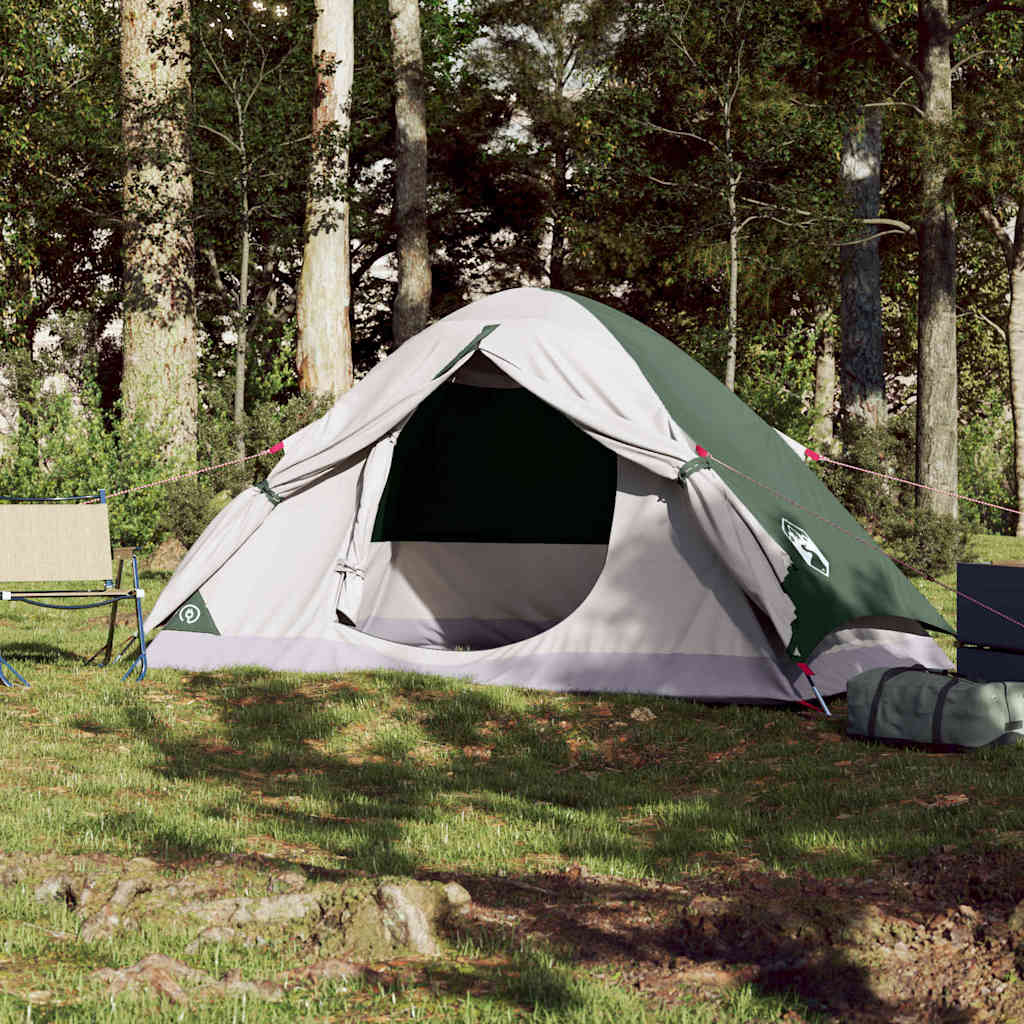 Camping tent, green, two-person, dome-shaped