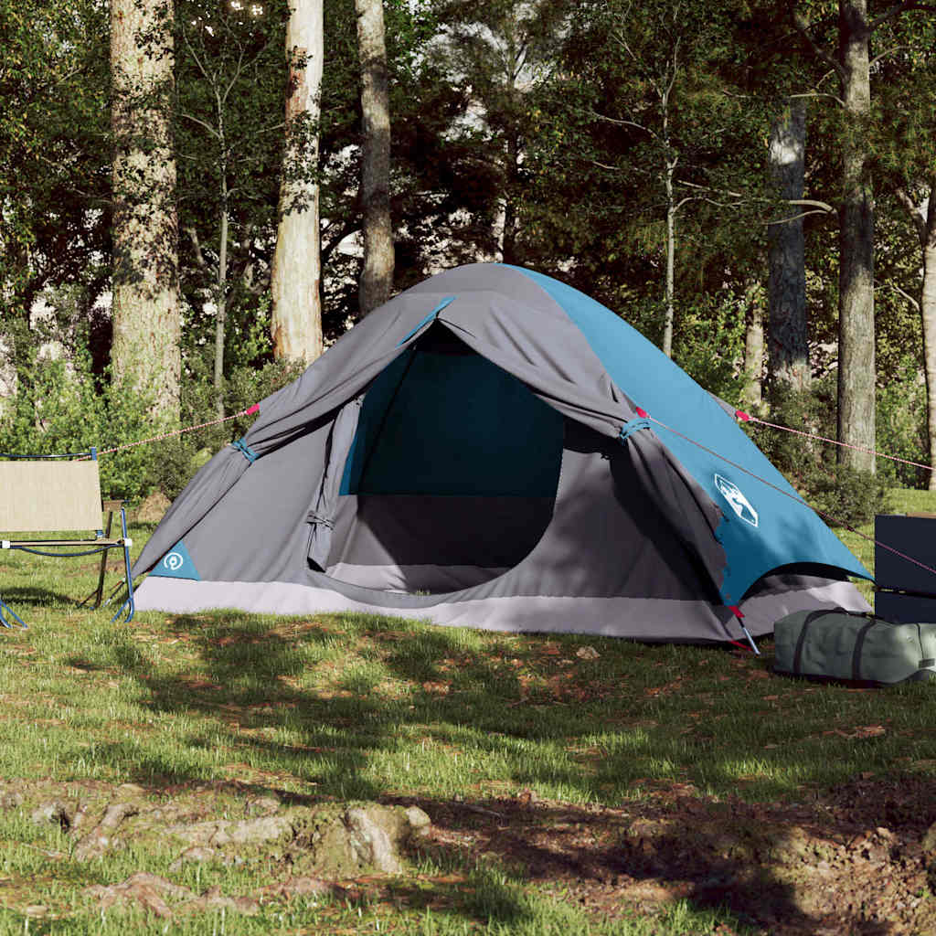 Camping tent, blue, four-person, dome-shaped