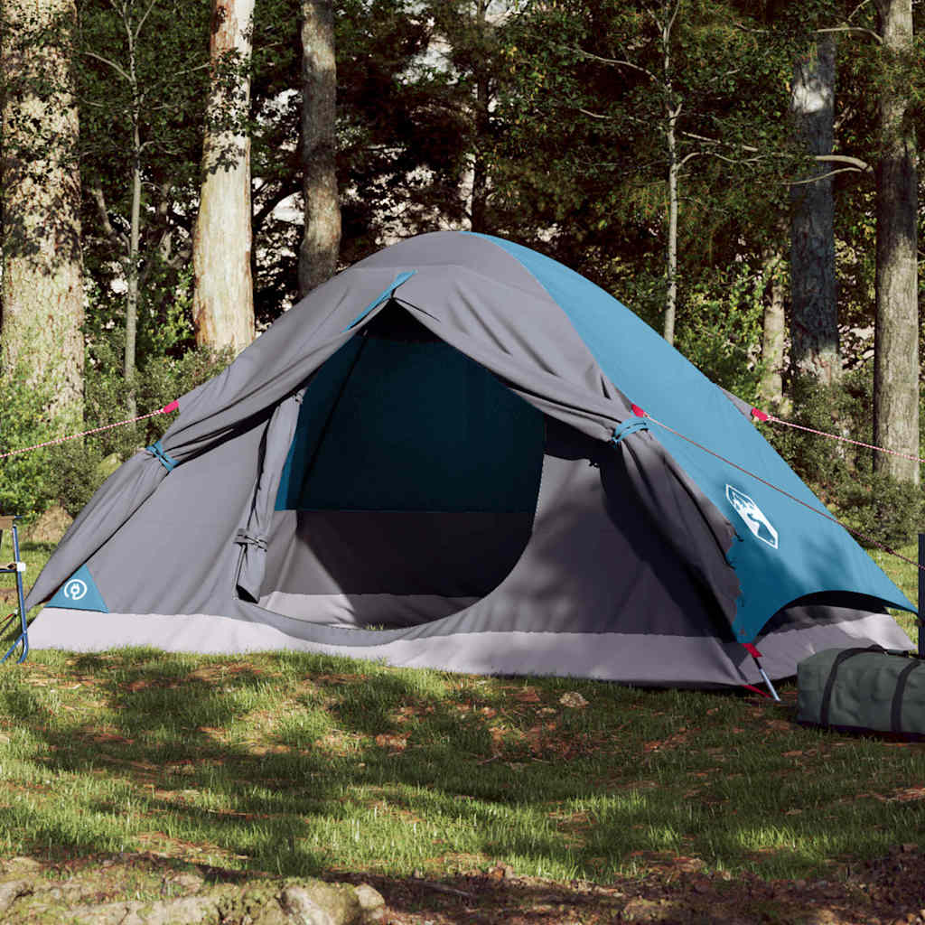 Camping tent, blue, four-person, dome-shaped