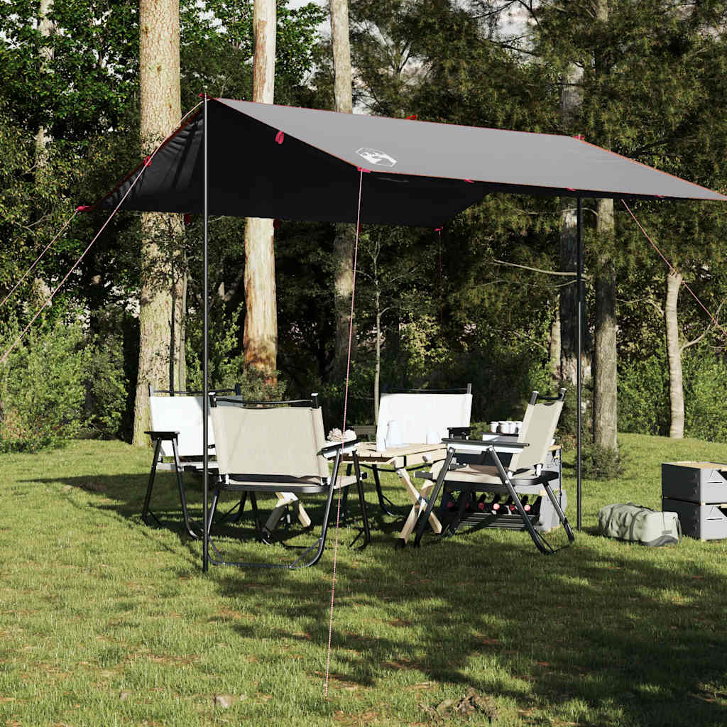 Camping tarp, grey and orange, 300x294cm