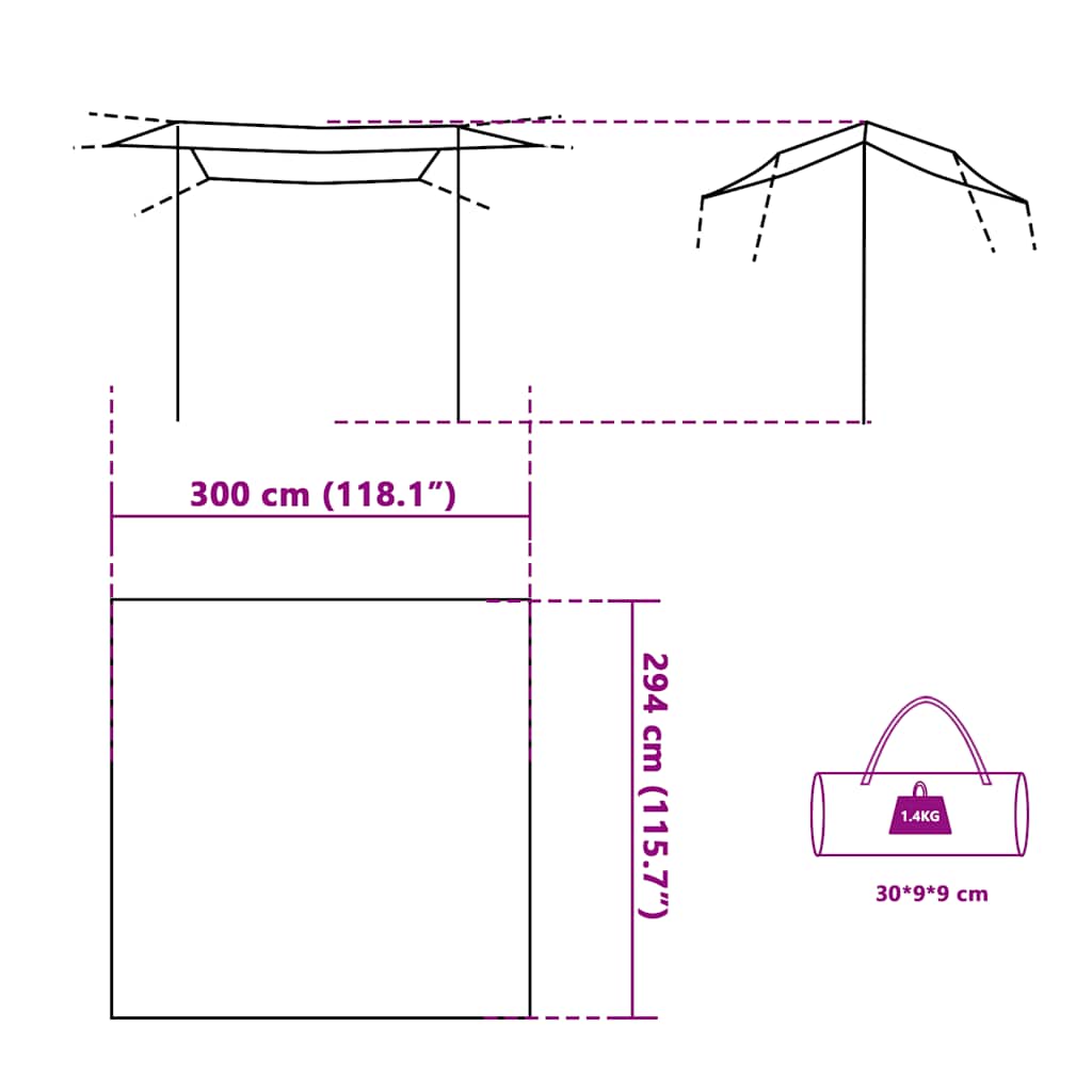 Camping tarp, blue, 300x294cm, waterproof