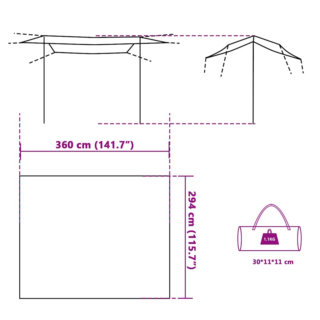 Camping tarp, green, 360x294cm, waterproof