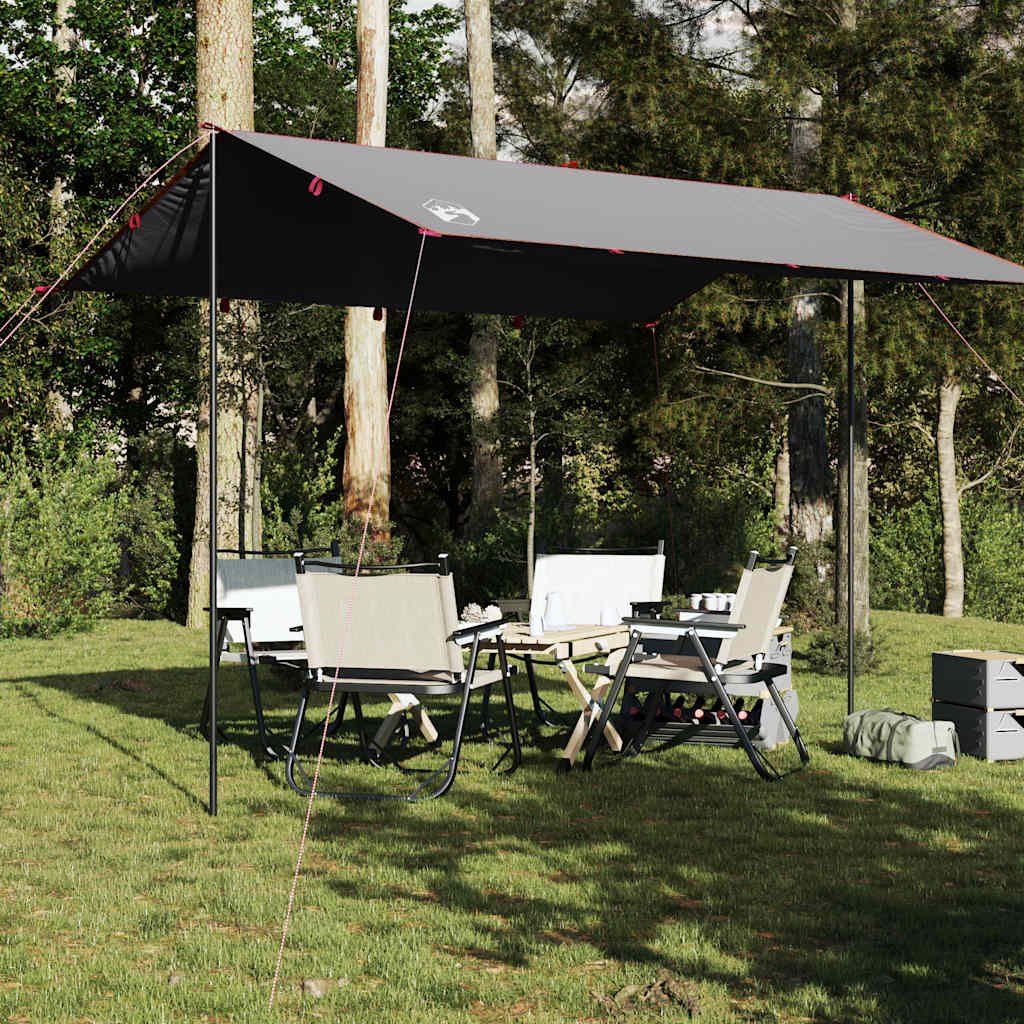 Camping tarp, grey and orange, 360x294cm