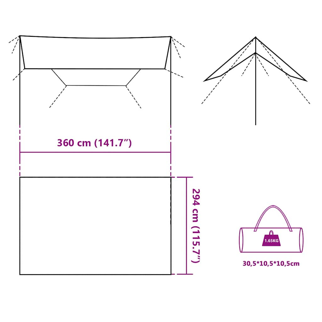 Camping tarp, green, 360x294cm, waterproof