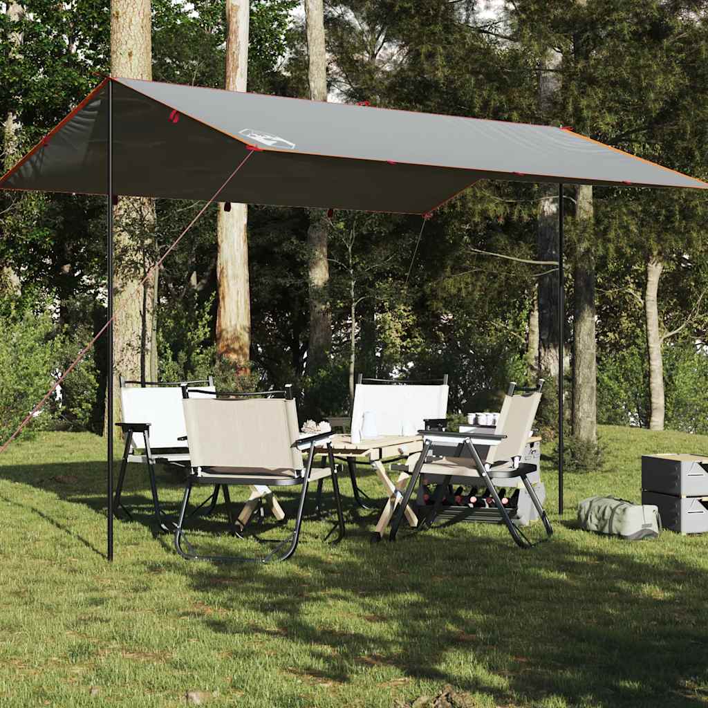 Camping tarp, grey and orange, 400x294cm