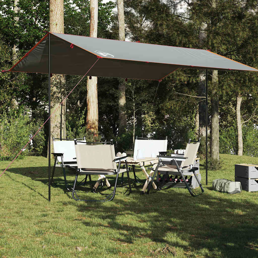 Camping tarp, grey and orange, 400x294cm