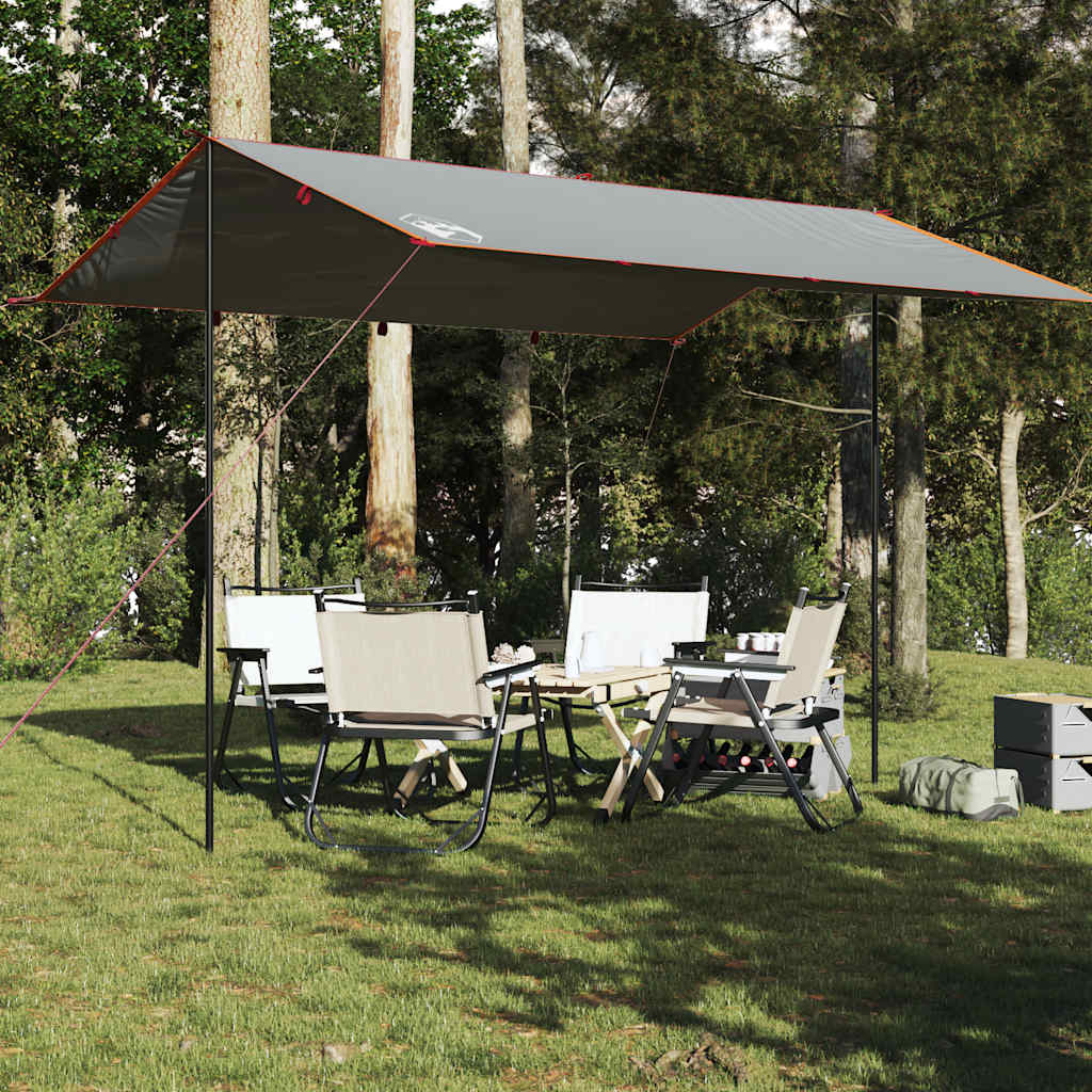 Camping tarp, grey and orange, 400x294cm