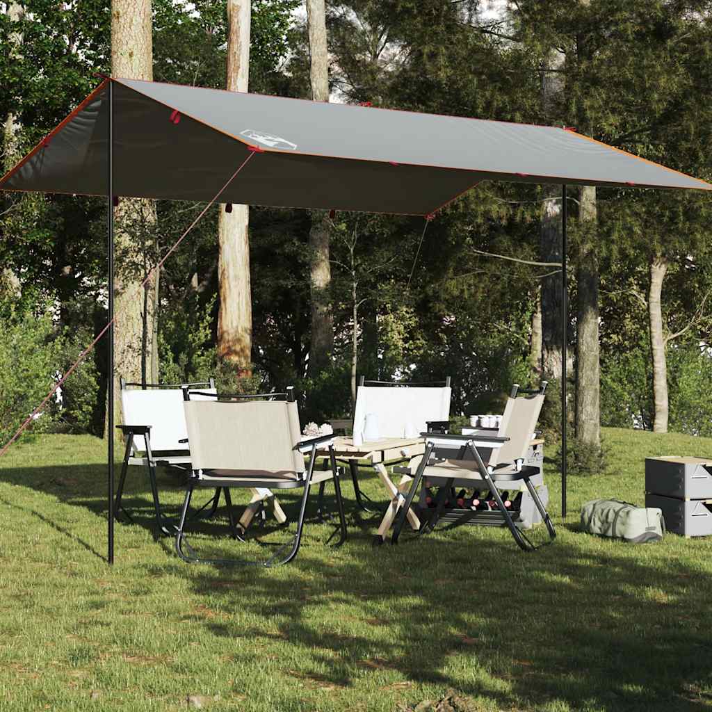 Camping tarp, grey and orange, 400x294cm