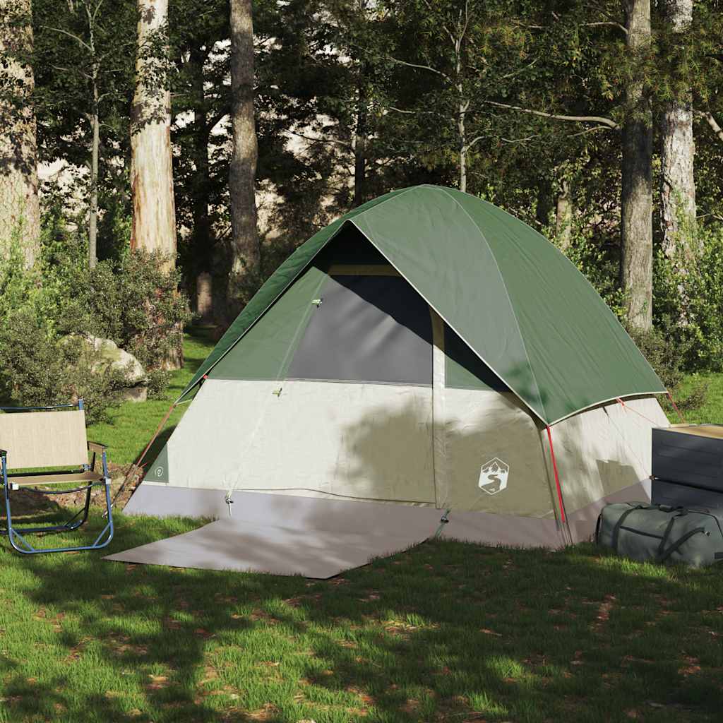 Camping tent, green, four-person, dome