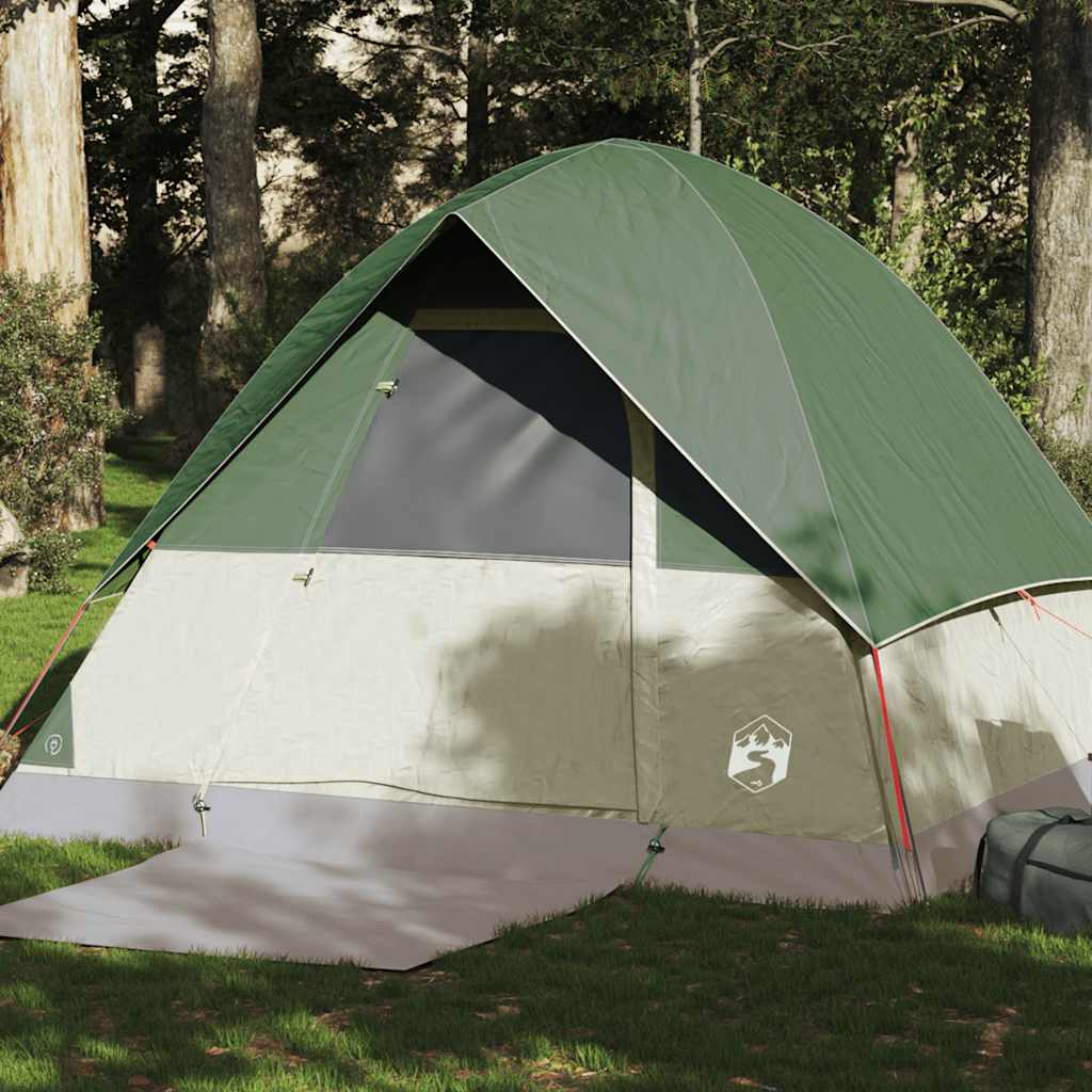 Camping tent, green, four-person, dome