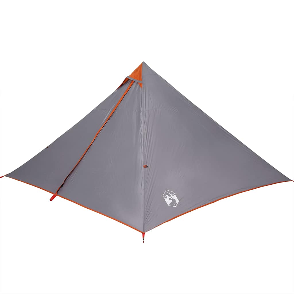 Family tent, grey and orange, seven-person, tipi