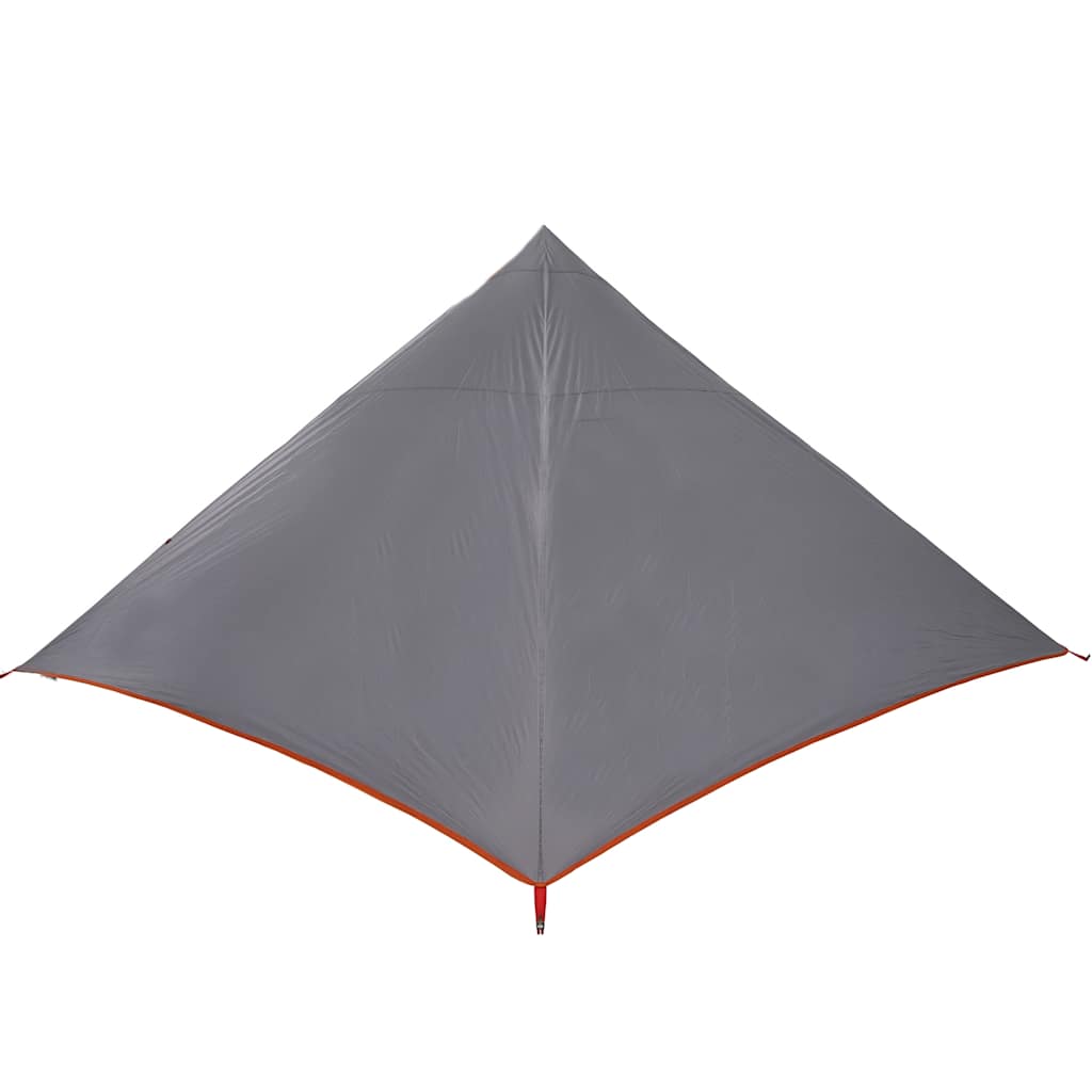 Family tent, grey and orange, seven-person, tipi