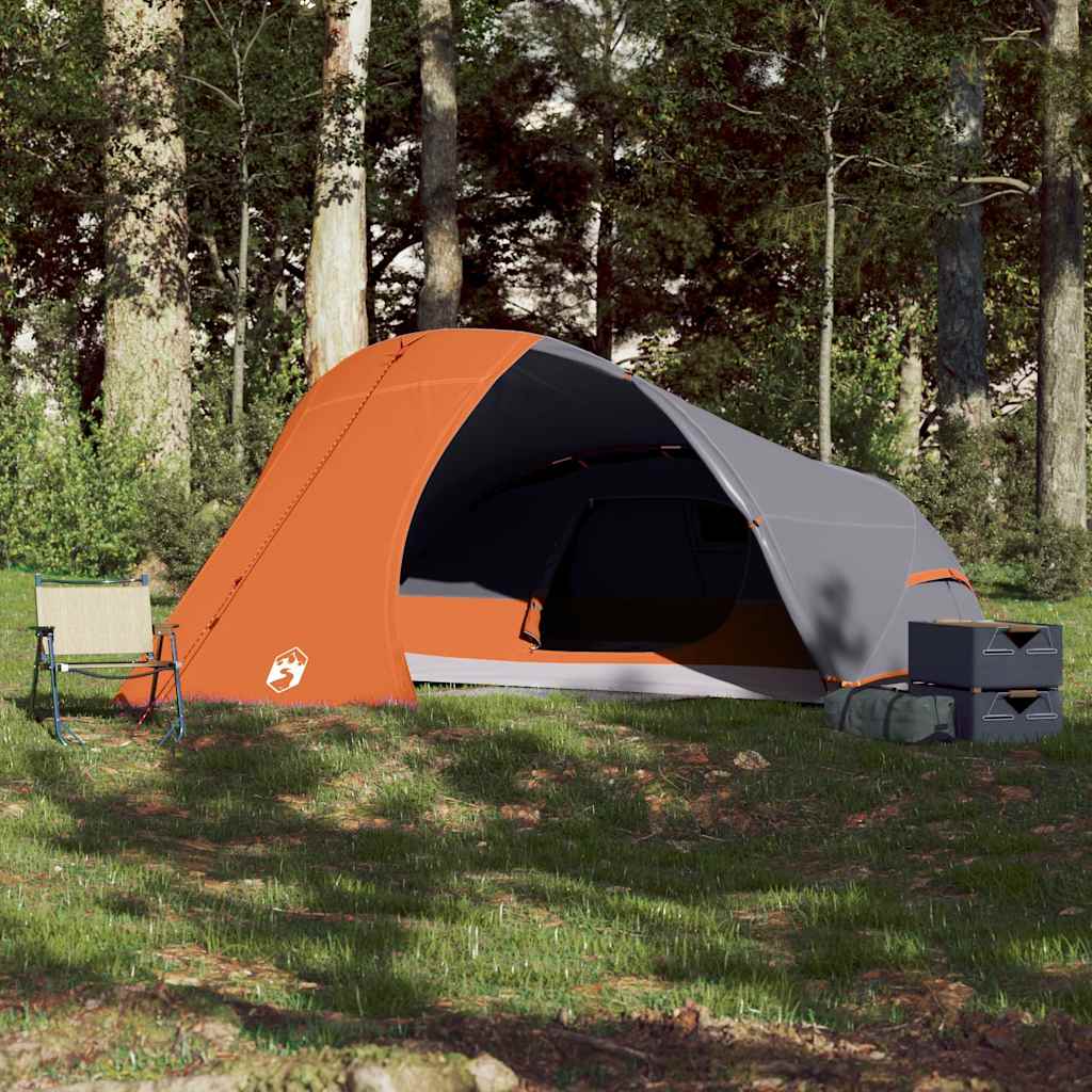 Camping tent, orange, four-person, dome