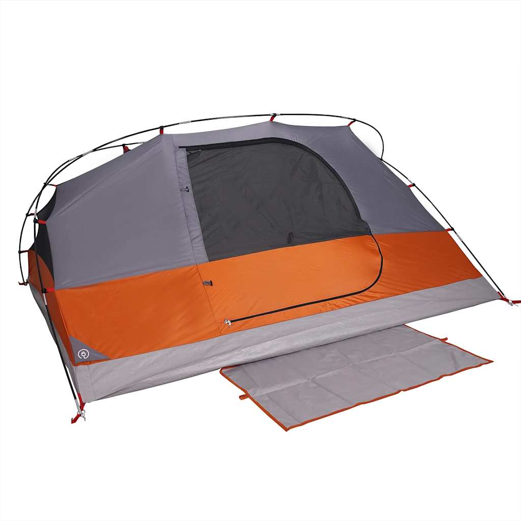 Camping tent, orange, four-person, dome