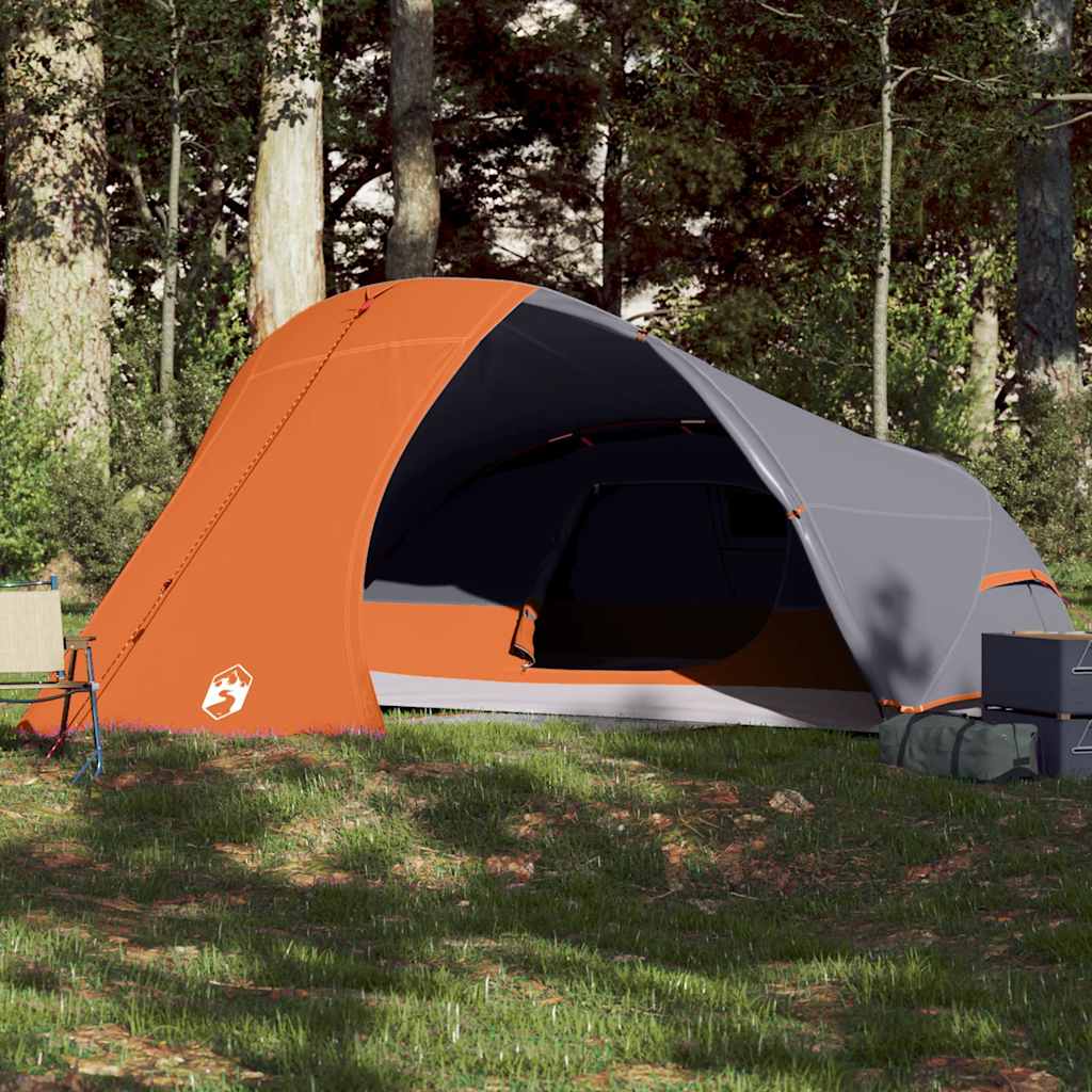 Camping tent, orange, four-person, dome