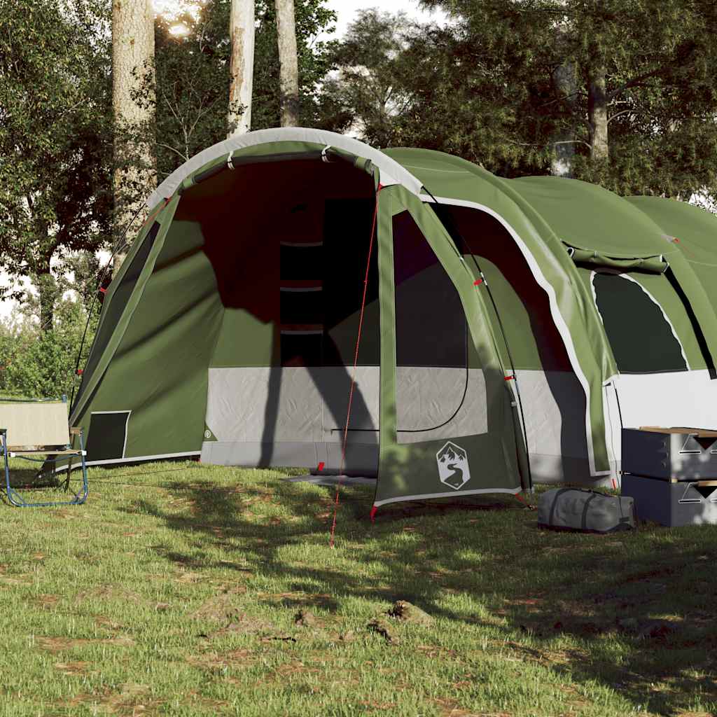 Family tent, green, eight-person, tunnel