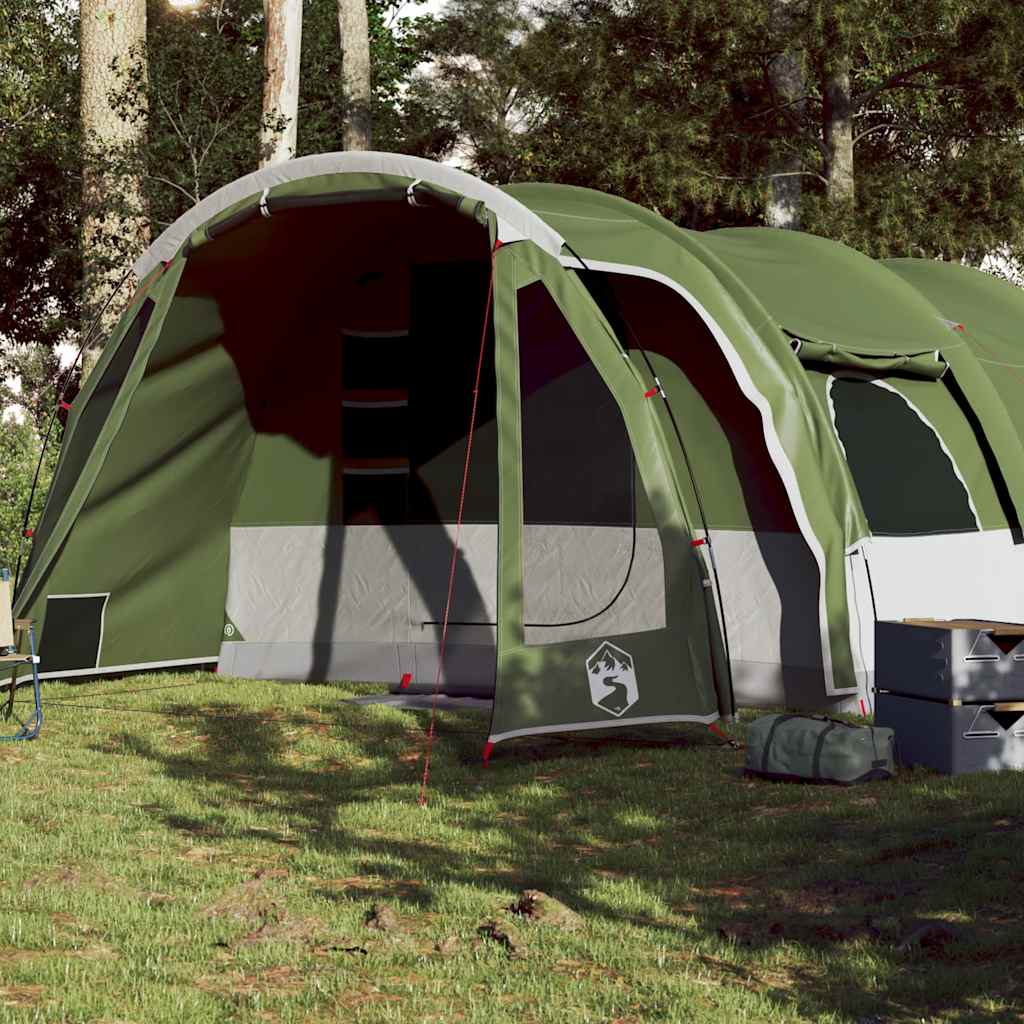 Family tent, green, eight-person, tunnel