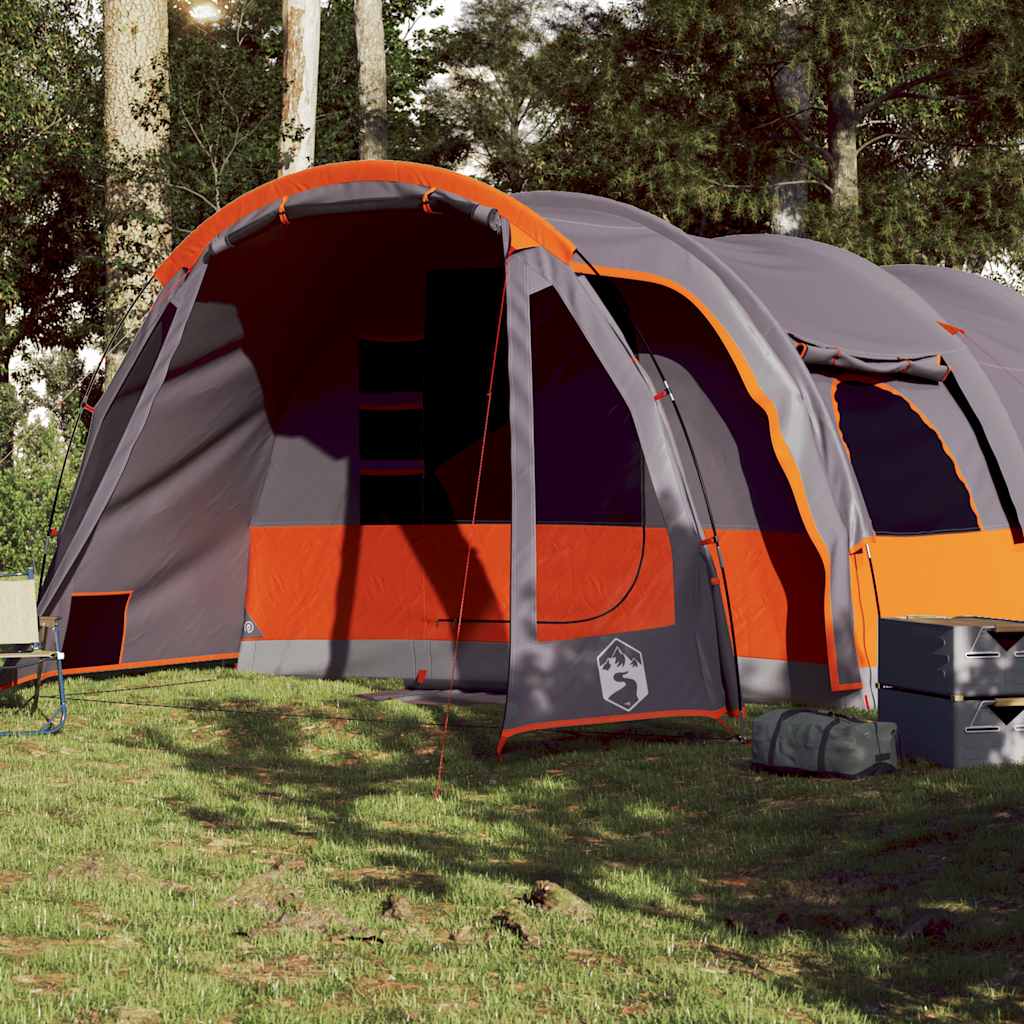 Family tent, grey, eight-person, tunnel