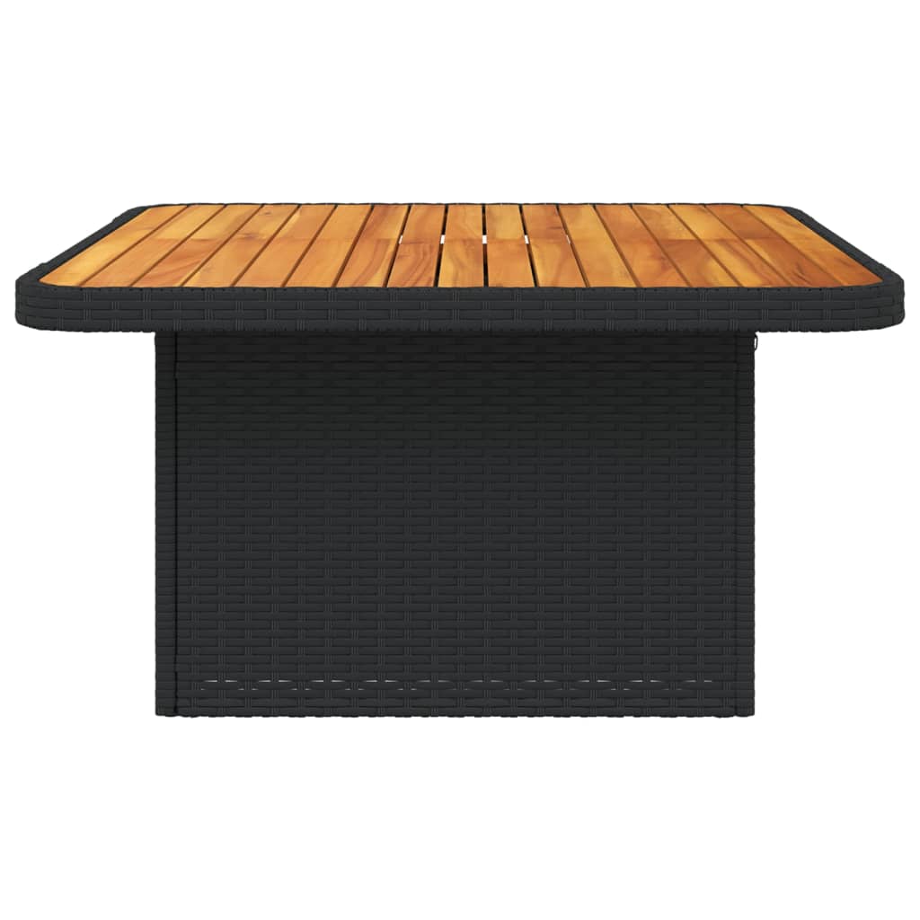 Garden table, black, 80x80x71cm, poly rattan/acacia wood