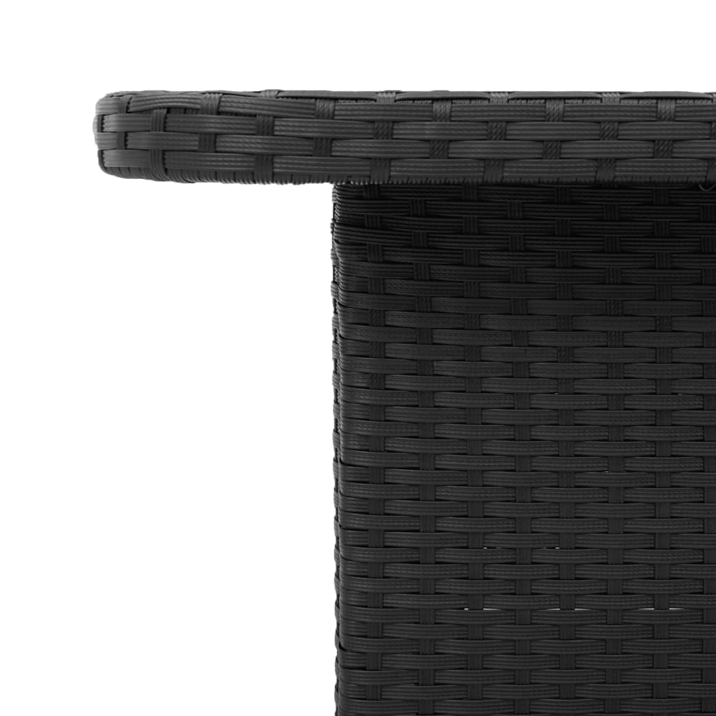 Sodo stalas, juodas, 80x80x71cm, poliratanas/akacijos mediena