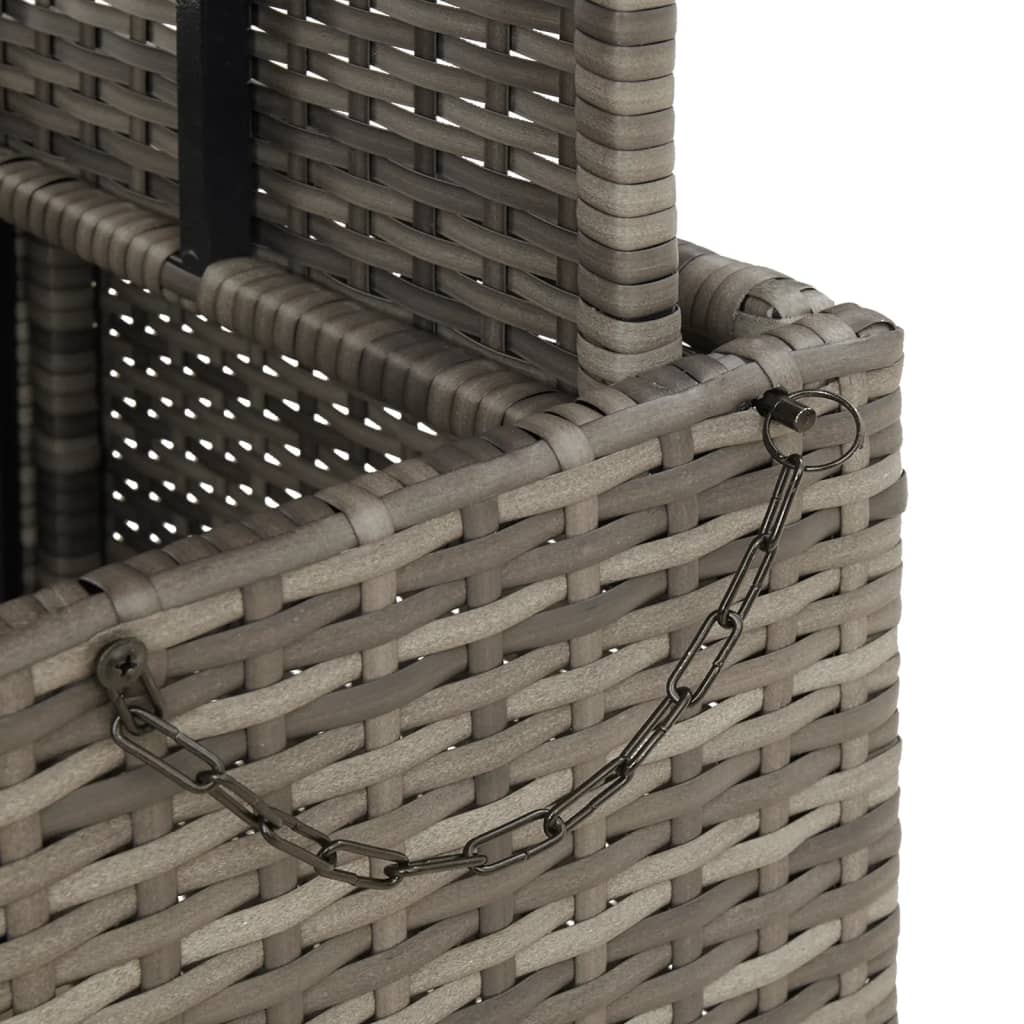 Sodo stalas, pilkas, 110x110x71cm, poliratanas/akacijos mediena