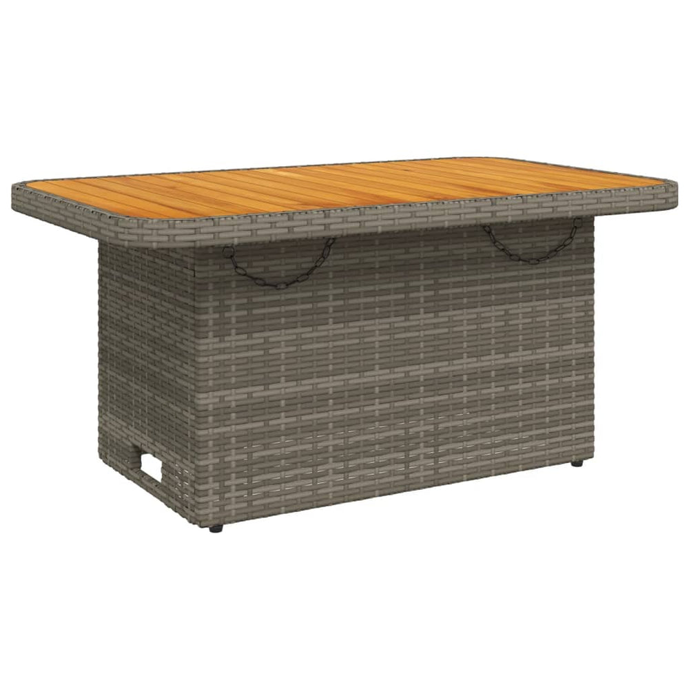 Sodo stalas, pilkas, 90x55x71cm, poliratanas/akacijos mediena