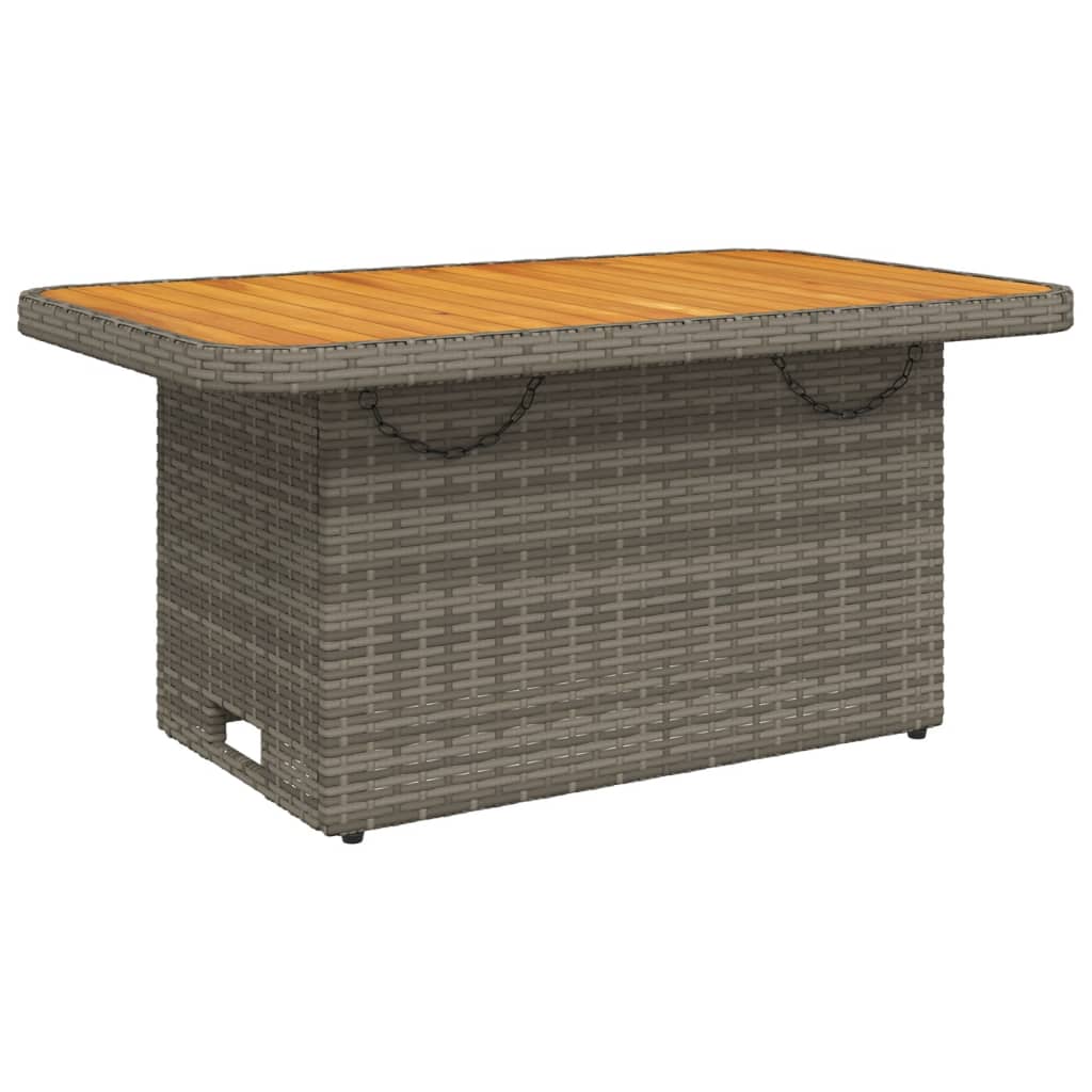 Sodo stalas, pilkas, 90x55x71cm, poliratanas/akacijos mediena