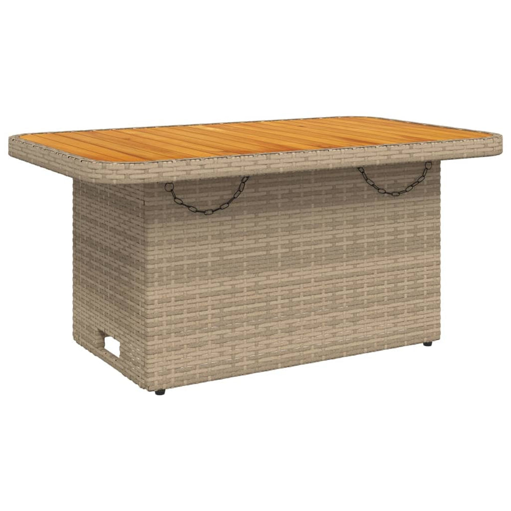 Sodo stalas, smėlio, 90x55x71cm, poliratanas/akacijos mediena