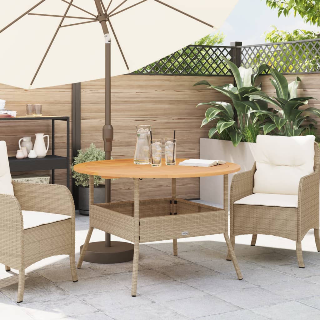 Acacia top table, sand, 110x71cm, polyrattan