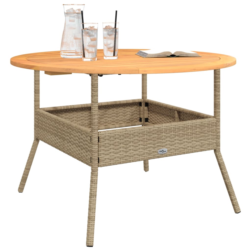 Acacia top table, sand, 110x71cm, polyrattan