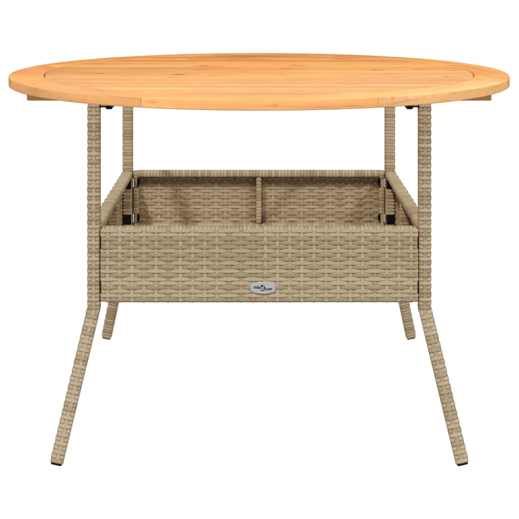 Acacia top table, sand, 110x71cm, polyrattan