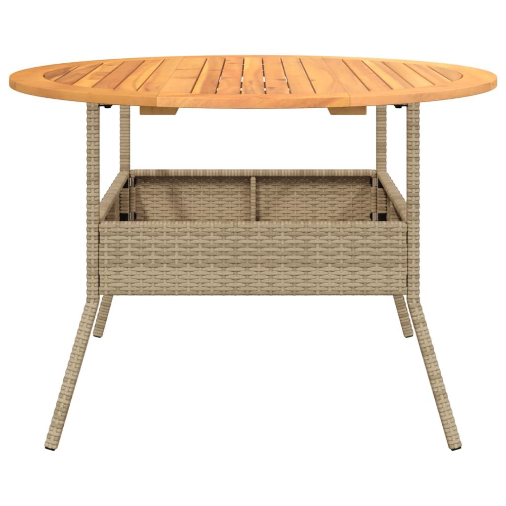 Acacia top table, sand, 110x71cm, polyrattan