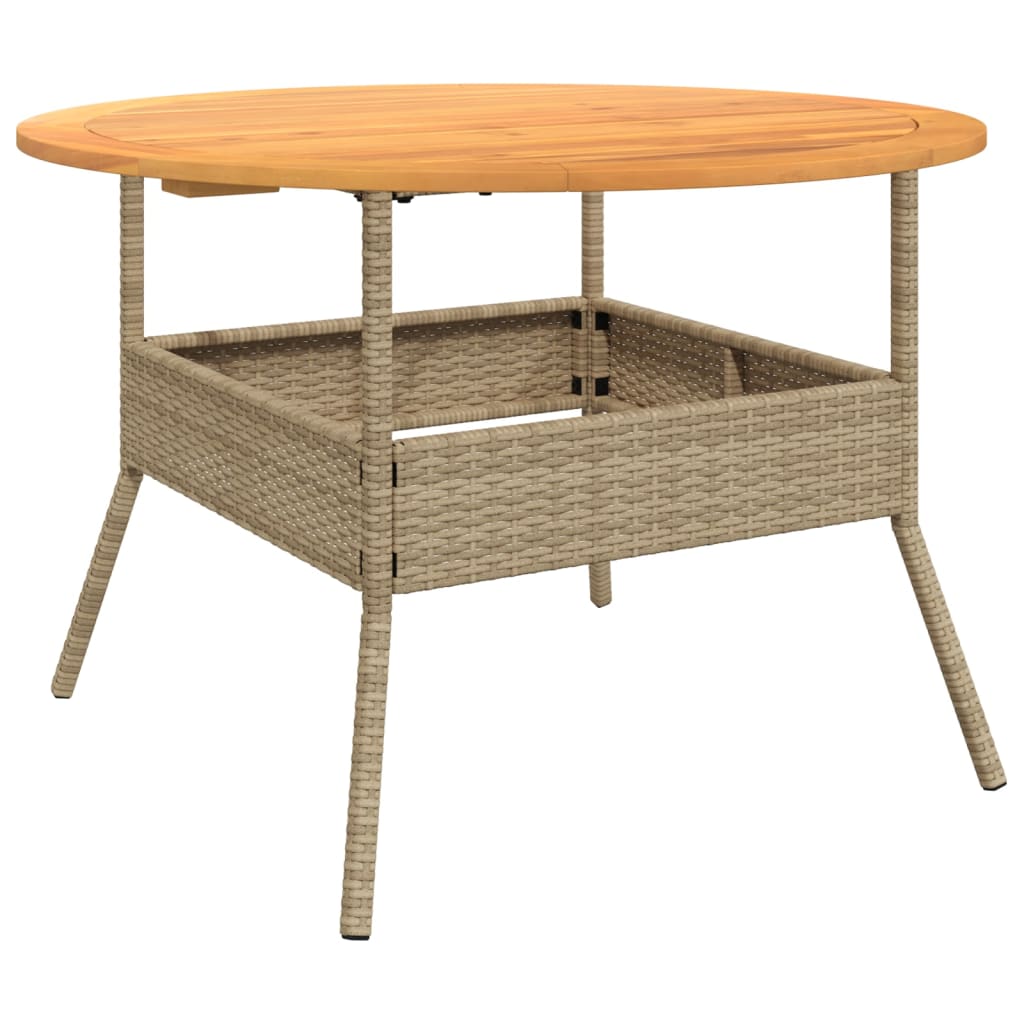 Acacia top table, sand, 110x71cm, polyrattan