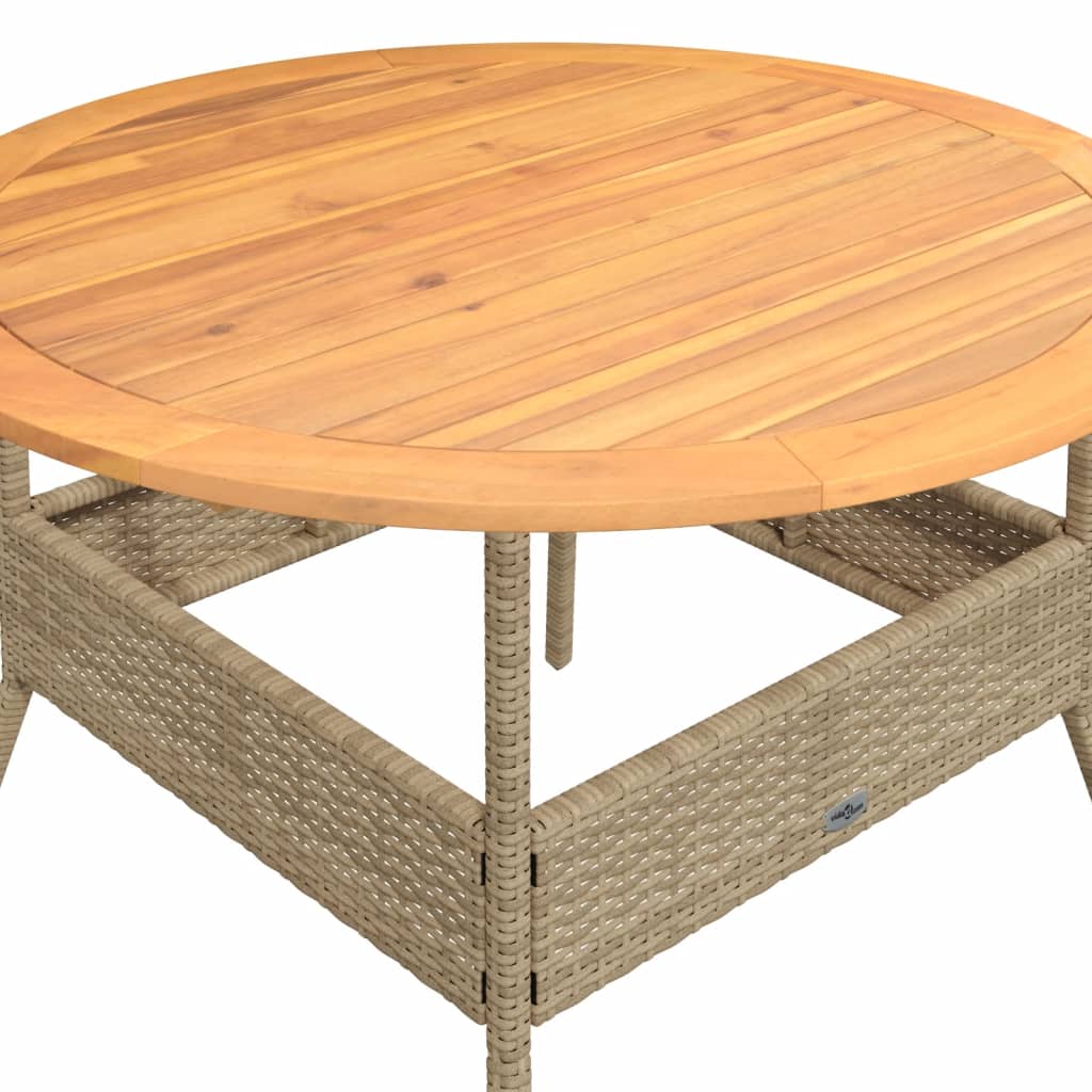 Acacia top table, sand, 110x71cm, polyrattan