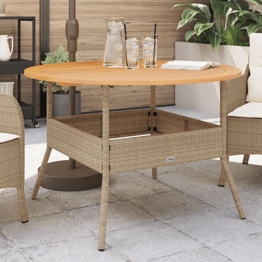 Acacia top table, sand, 110x71cm, polyrattan