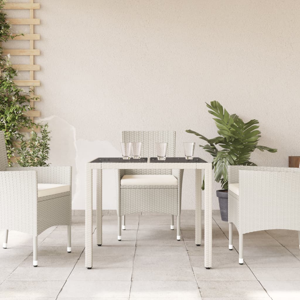 Galds ar stikla virsmu, balts, 90x90x75cm, polirotangs