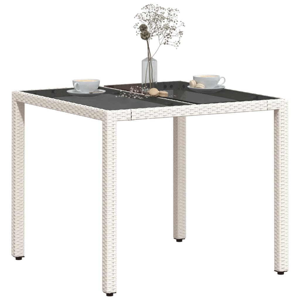 Galds ar stikla virsmu, balts, 90x90x75cm, polirotangs