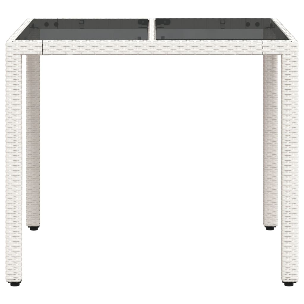 Galds ar stikla virsmu, balts, 90x90x75cm, polirotangs
