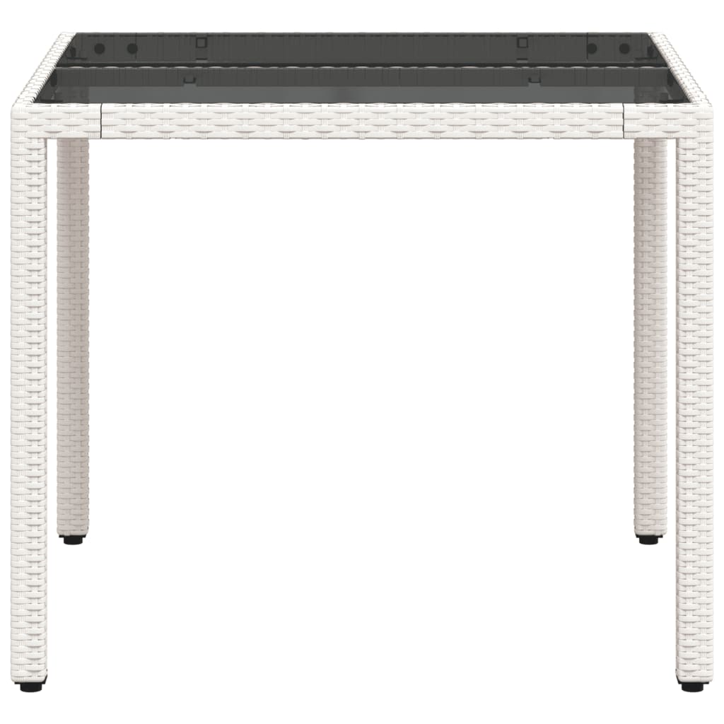 Galds ar stikla virsmu, balts, 90x90x75cm, polirotangs