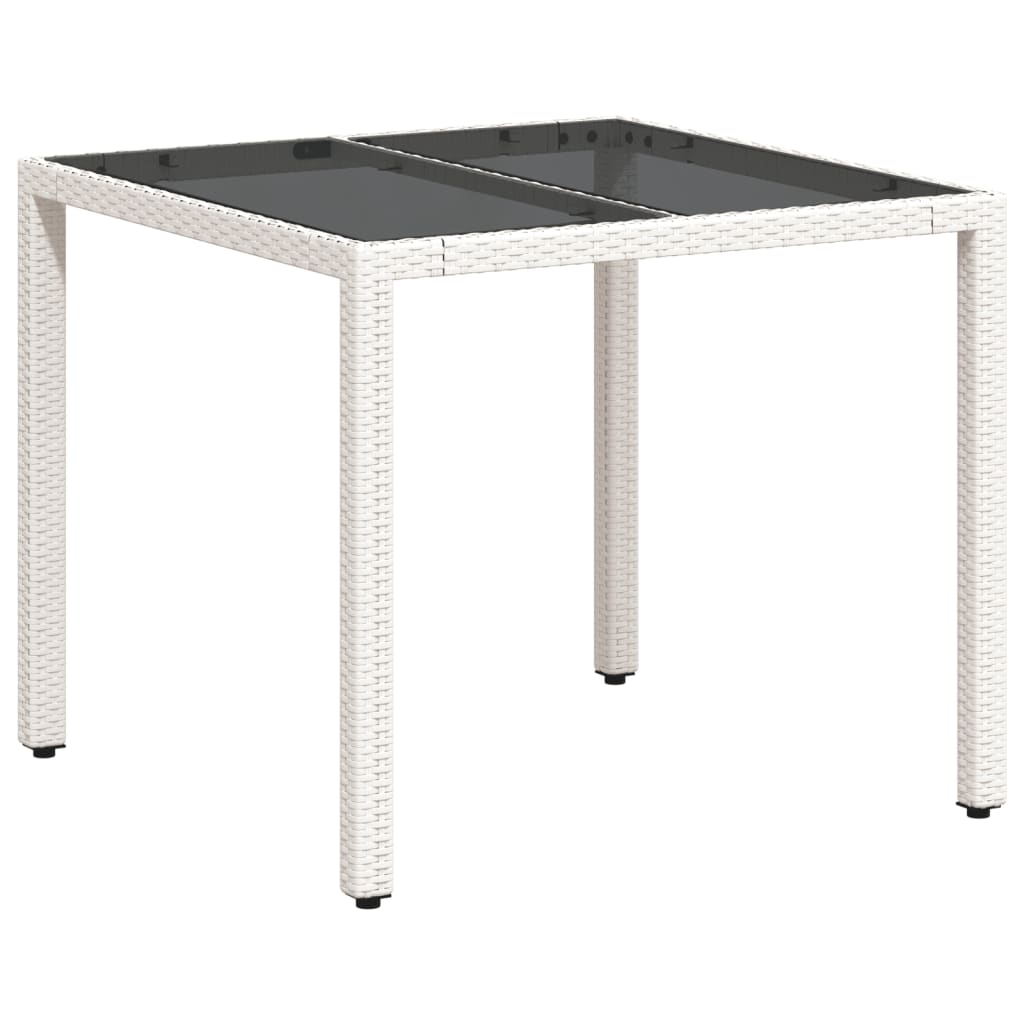 Galds ar stikla virsmu, balts, 90x90x75cm, polirotangs